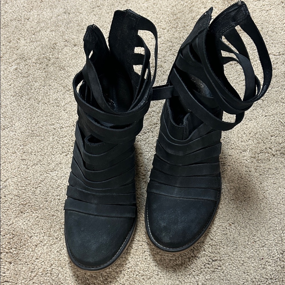 Free People Black Suede Booties
